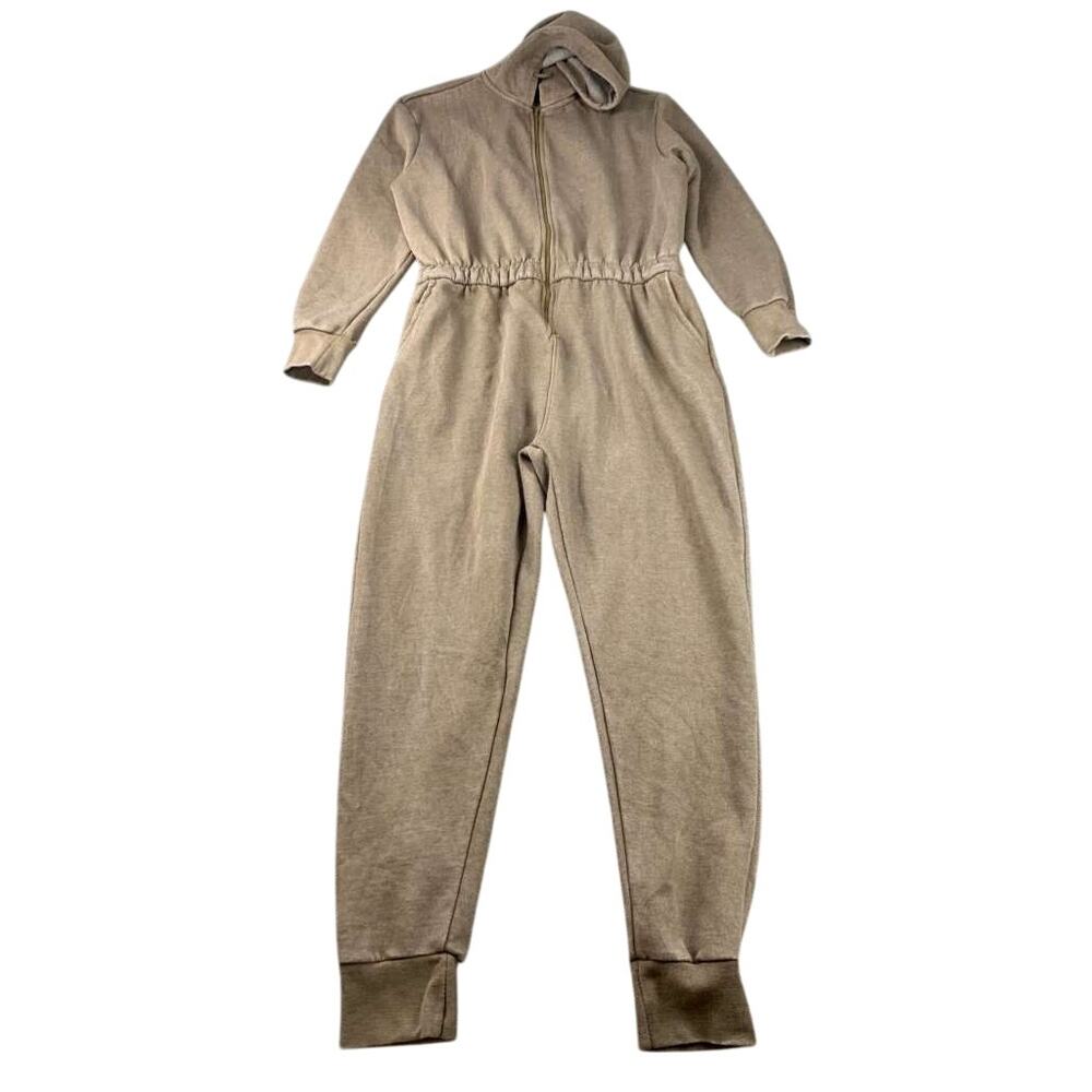 WeWoreWhat Leisure Jumpsuit Women XL Brown‎ Hood Zip Up Elastic Jogger Cuffs